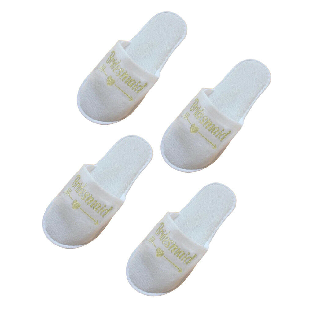 4Pair Lightweight Bridal Soft Bridesmaid Spa Disposable Home Guest Slippers