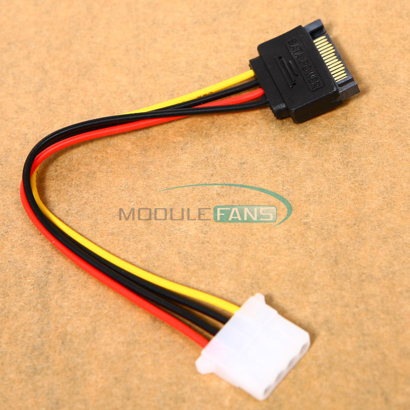 2PCS SATA 15-pin Male Power Cable to Molex IDE 4-pin Female Power Drive Adapter