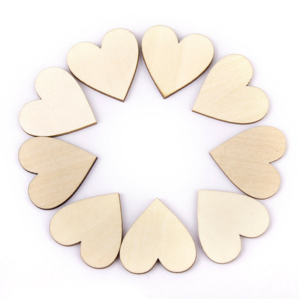 Wood Blank Love Hearts Embellishment Wedding Decor DIY Crafts 30mm 50pcs