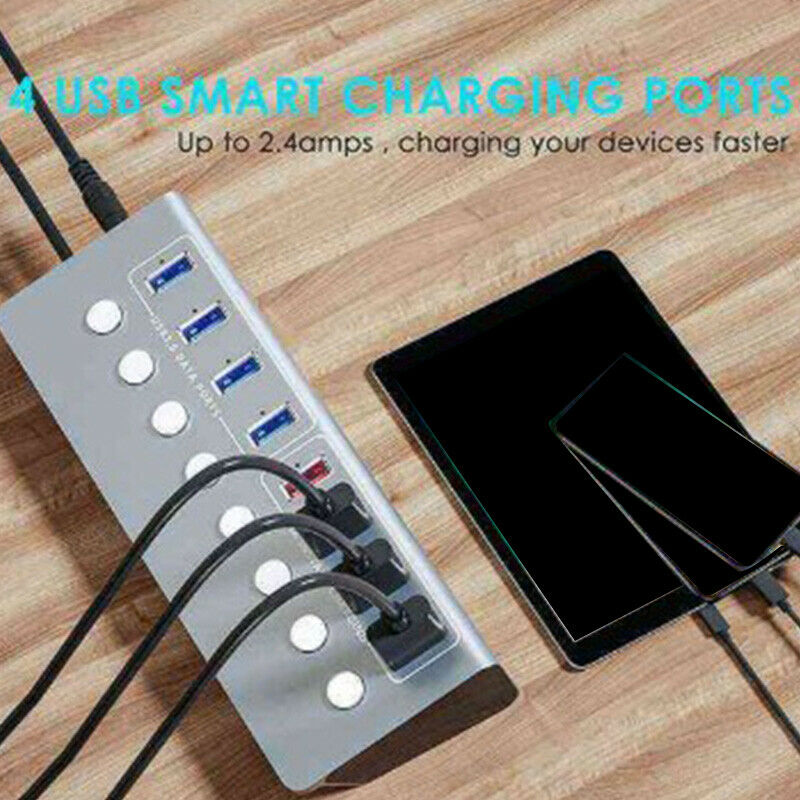4X(Aluminum Alloy 8-Port USB3.0 Splitter 4 Port Laptop Extended USB HUB 4 PG2I7)