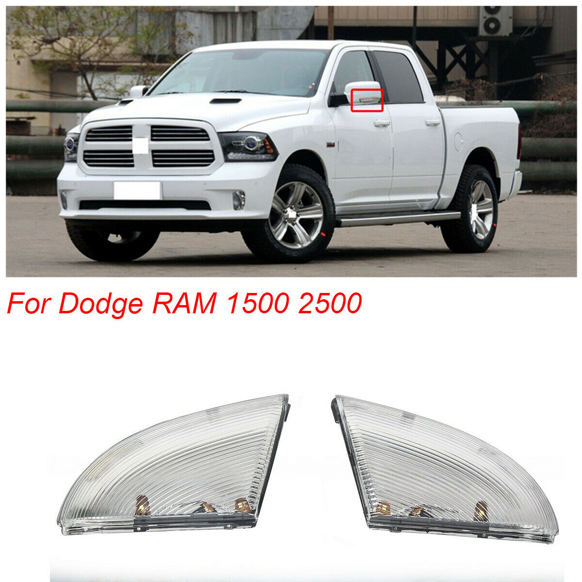 1 Pair (Left + Right) Car Rearview Mirror Turn Signals For Dodge RAM 1500 2500