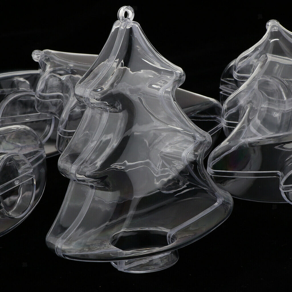 6pcs Mini Fir Christmas Bauble Hanging Clear Plastic Perfect Decoration