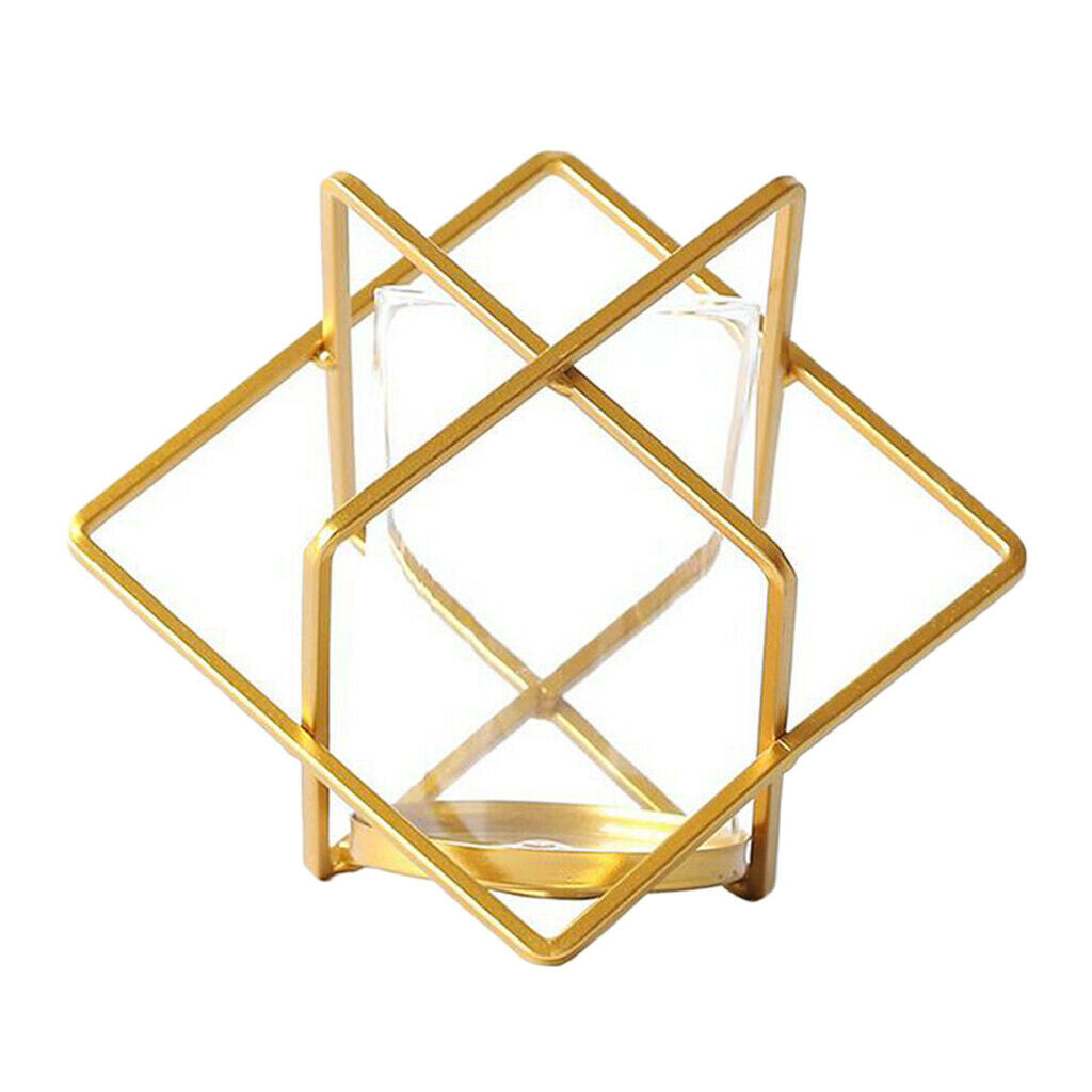 Metal Wire Golden Candle Cup Holder for Living Room Decor Photo Prop Sqare