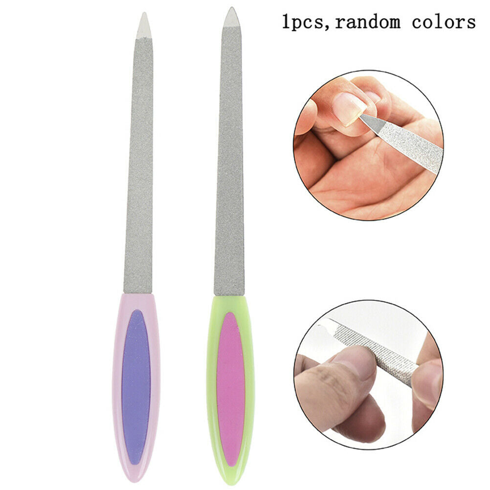 Double Sides Metal Nail File Buffer Grinding Rod Scrub Manicure Pedicure To Rf