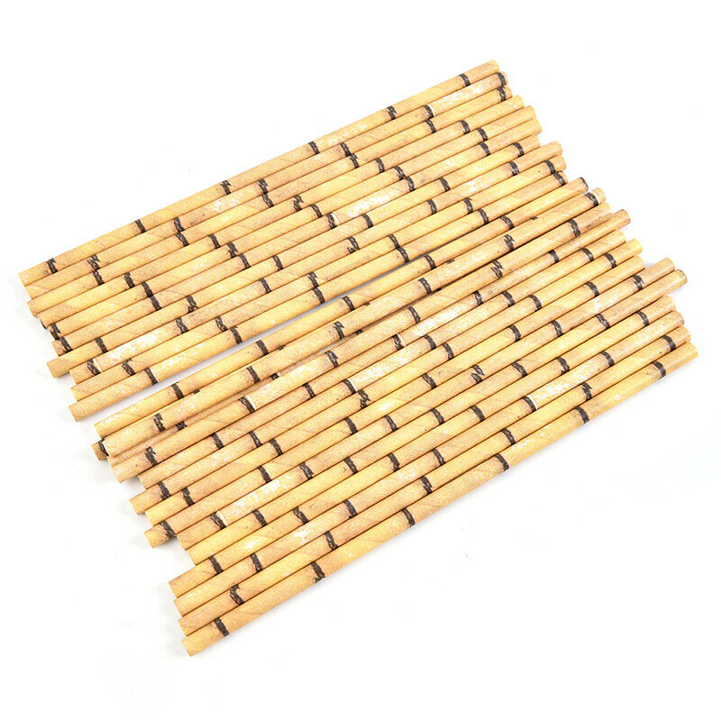 25pcs Paper Straws Bamboo Print Straws Hawaiian Jungle Tropical Bamboo Pr.l8
