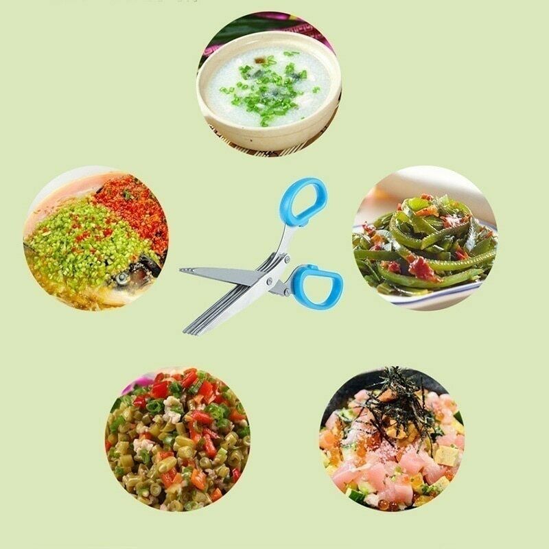 15CM Multifunctional SCISSOR 5 Layers Kitchen Knives Spices Chopped Green Onion