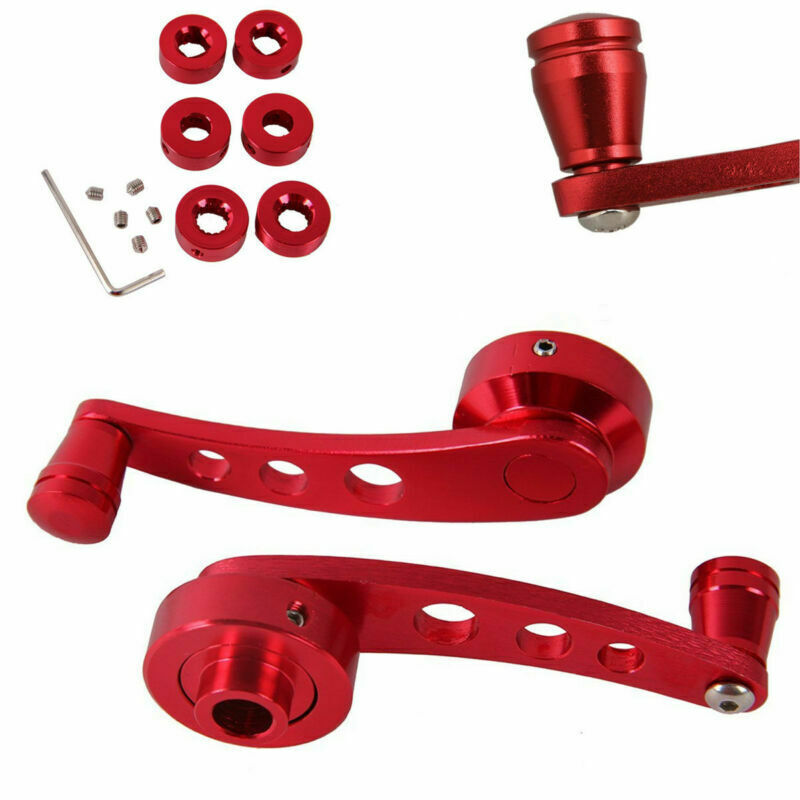 New Red Billet Aluminum Car Window Winders/Door Cranks Handles Universal Kit L/R