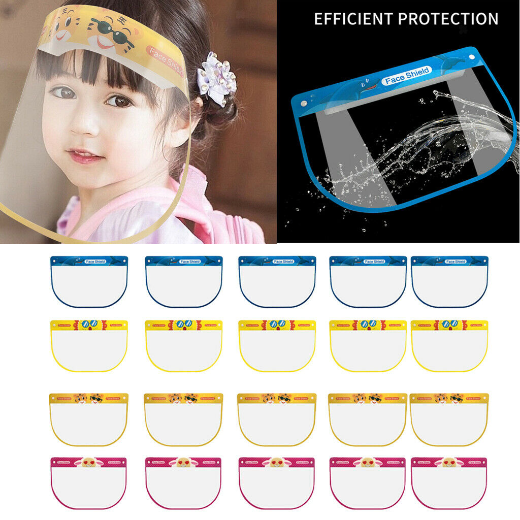 20Pcs Kid Clear Safety Full Face Shield Cover Visor Hat Protector Reusable