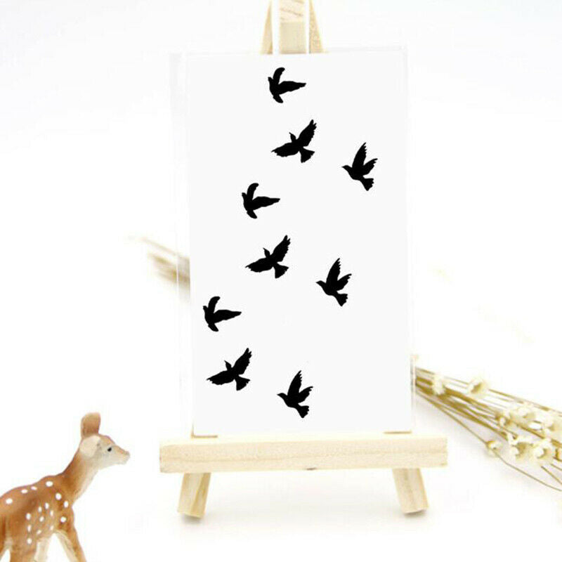 10Pcs/Set Unisex Waterproof Black Bird Shape Disposable Temporary Tattoo StiFCA