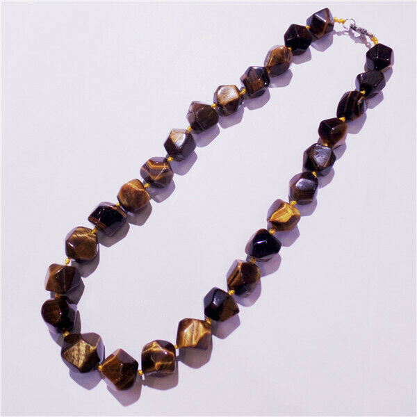 1 Strand Women Natural Tiger Eye Gem Freeform Beads Handmade Necklace HH9161