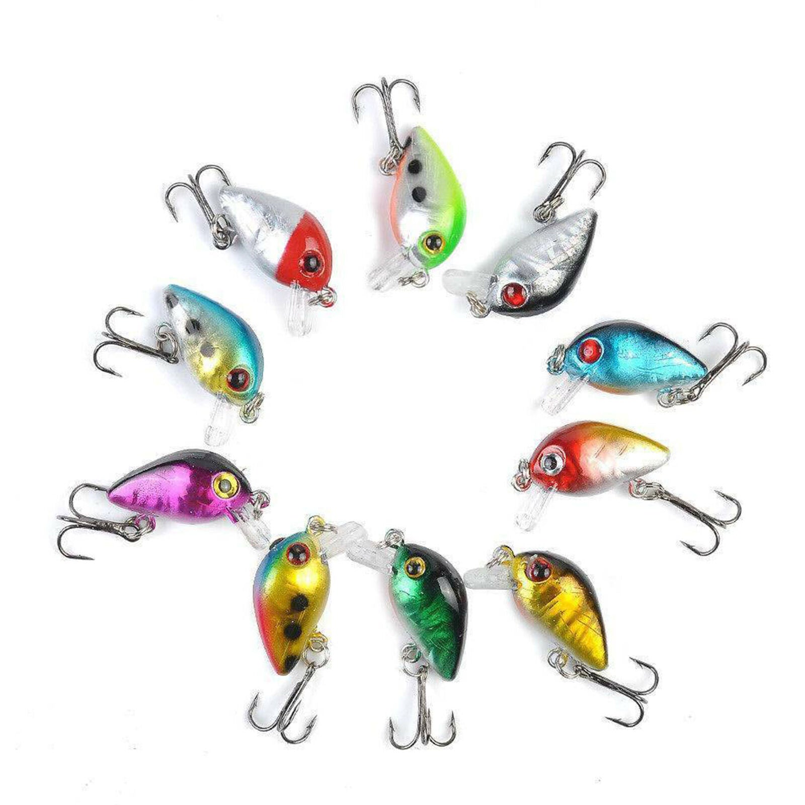 10Pc Mini Fishing Lures Kinds Of Minnow Fish Bass Tackle Hooks Baits Crankbait