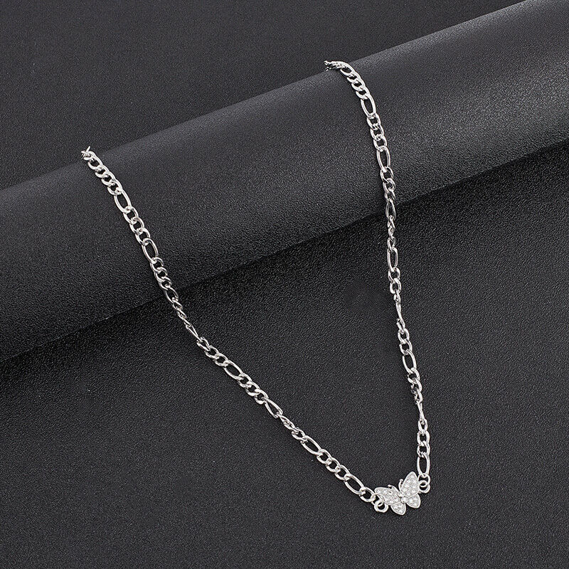 Shiny Zircon Butterfly Pendant Choker Clavicle Necklace Jewelry For Women G Qx