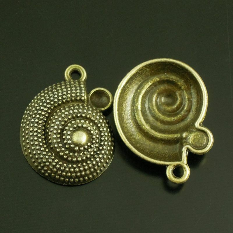 10 pcs Antiqued Bronze Alloy Snail Shell Pendant Jewelry Making Charm 21x18x6mm