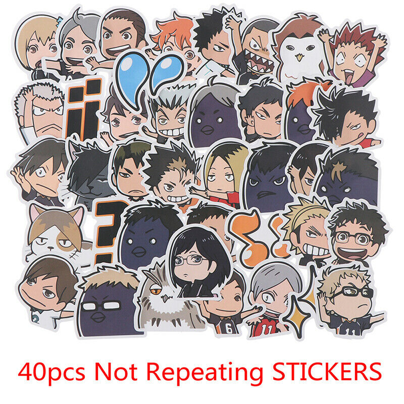 40pcs Anime Haikyuu PVC Laptop Suitcase Luggage Skateboard Waterproof Sti.l8