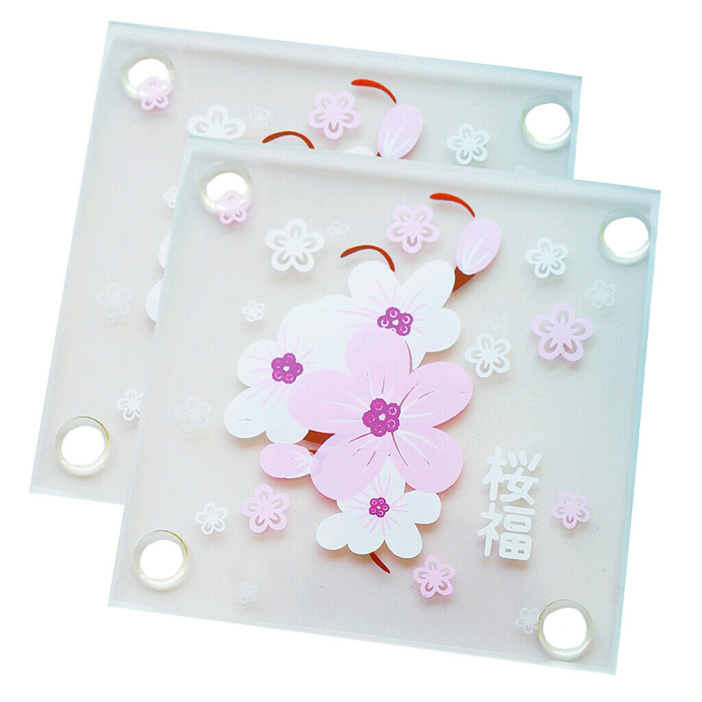 Japanese Cherry Blossoms Wedding Glass Coasters, Set of 2