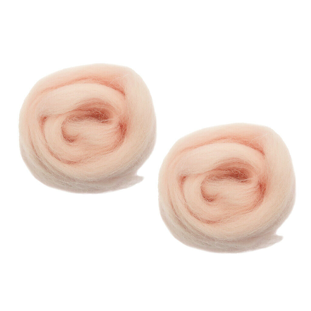 2 Packs Handmade Soft Wool Roving for Needle Felting DIY 10g Light Pink