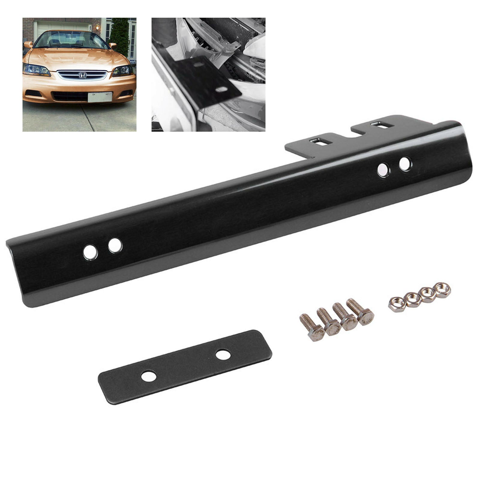 Universal JDM Style Front Bumper License Plate Relocator Bracket Holder Bar Kit