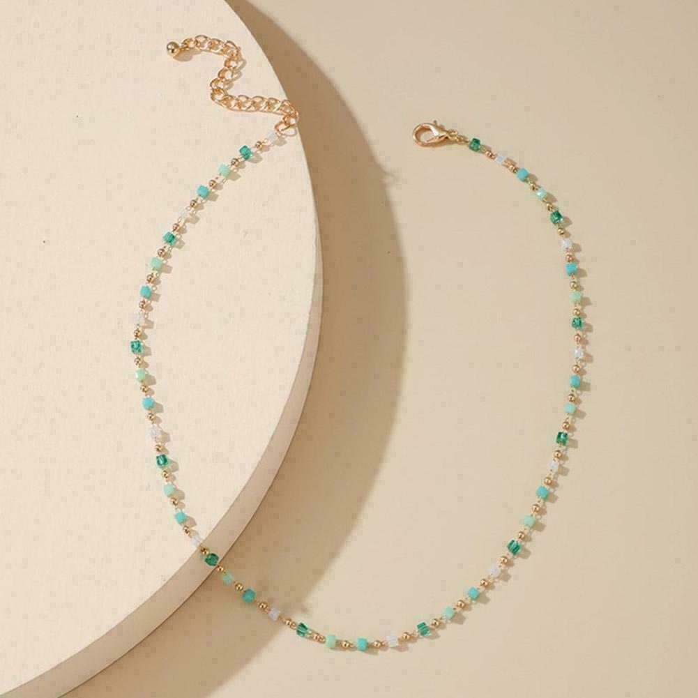 Boho Colorful Bead Chain Choker Necklace Women Charm Party Gift Handmade S8D6