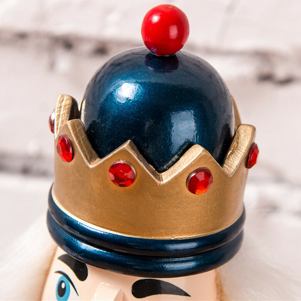 38CM Wooden Hand Painted Glitter Nutcracker Xmas Decor King with Sceptre