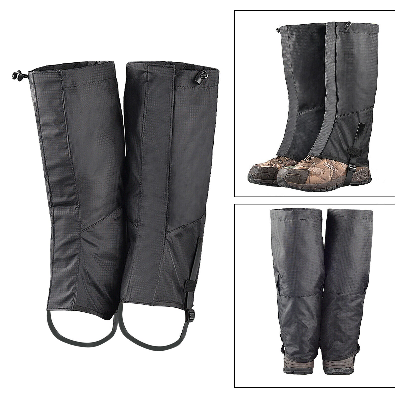 Leg Gaiters Waterproof Oxford Fabric Foot Strap Durable for Hiking Men Women
