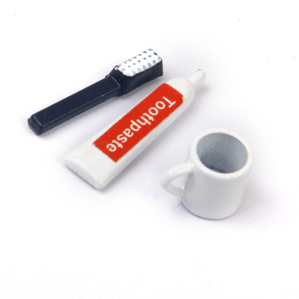 1/12th Bathroom 3Pcs/set Toothbrush Toothpaste Mouth Cup Furniture Set