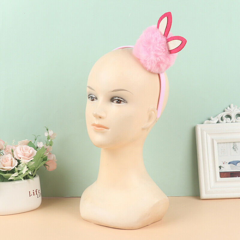 Easter hair accessory carnival headdress cute pink furball rabbit ears headband