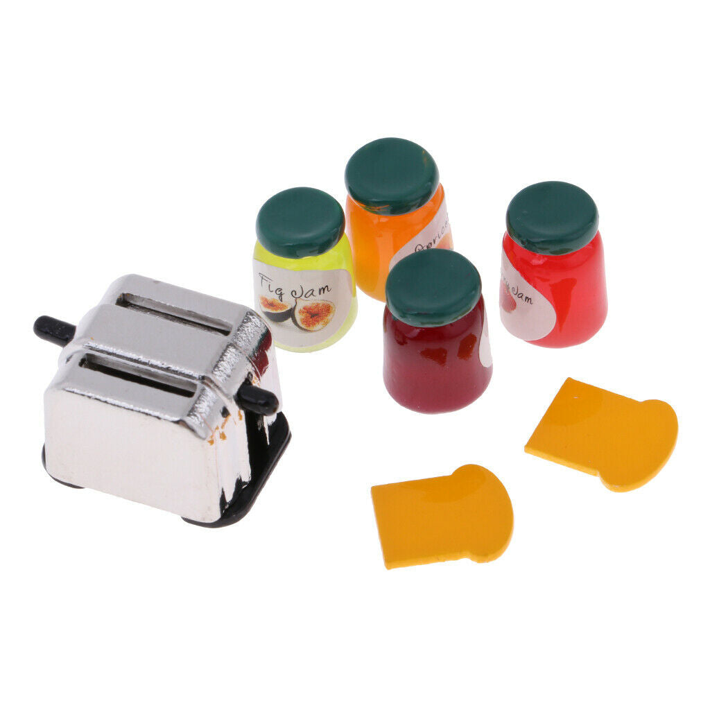1/12 Scale Bread Maker Jam Bottle And Bread Cooking Set