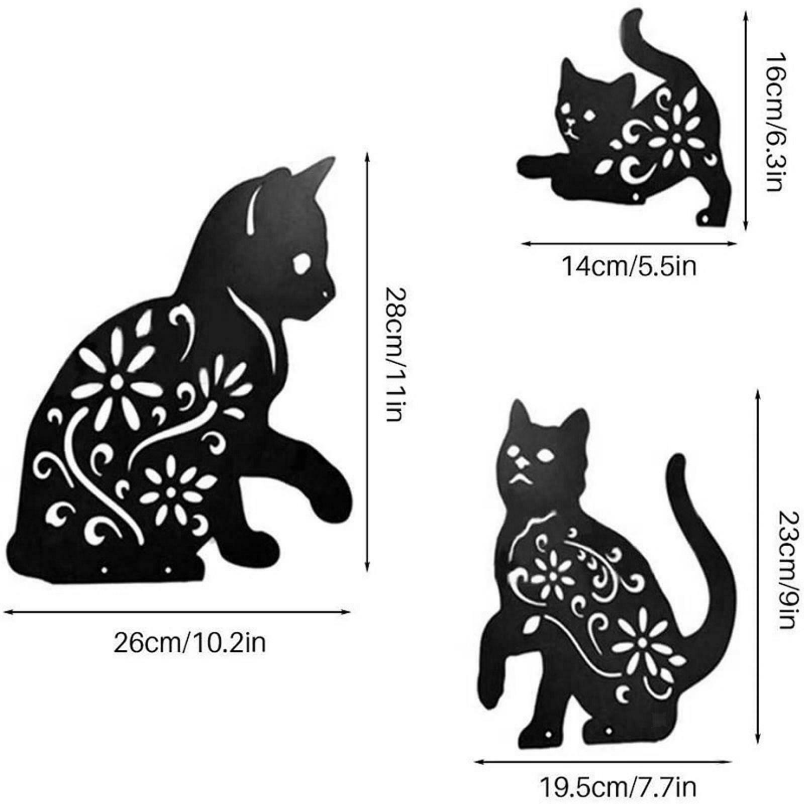 Cats Yard Art Metal Garden Rustic Statue Decor Silhouette Stake Decorations