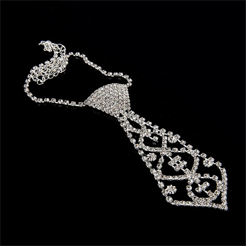 Wonderful Women Sexy Bling Rhinestone Neck Tie Necklace Wedding Bridal Par.l8