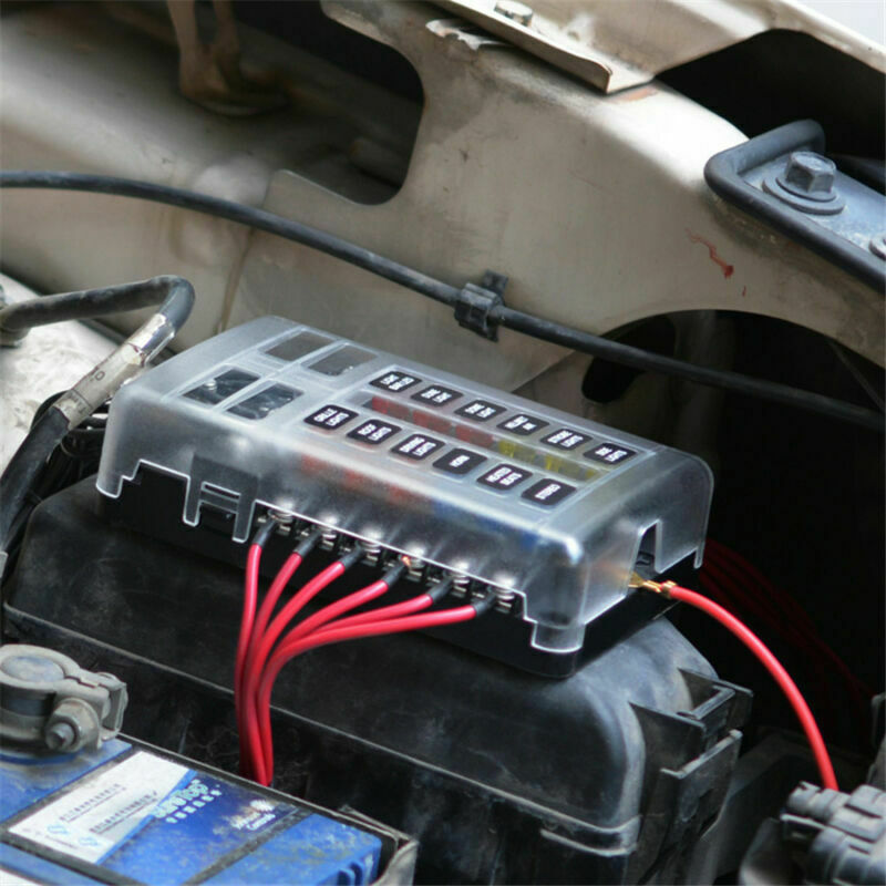 12 Way Standard LED Fuse Box Block Holder For 12V/24V Car Truck Boat Universal