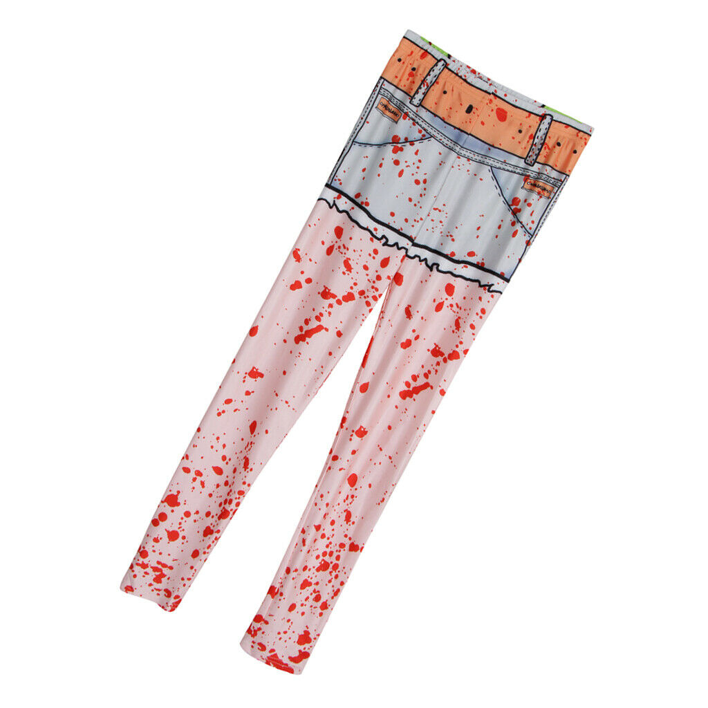 Scary Blood Splatter Printed Leggings Halloween Costume Woman Fancy Dress XL