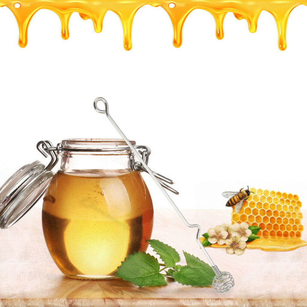 Stainless Steel Honey Ladle Swizzle Spoon Stick Egg Beater Blender Tool