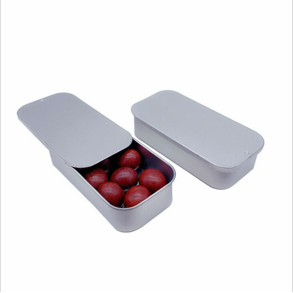 Slide Top Tin Empty Case Portable Containers Office Storage Kit Organizer