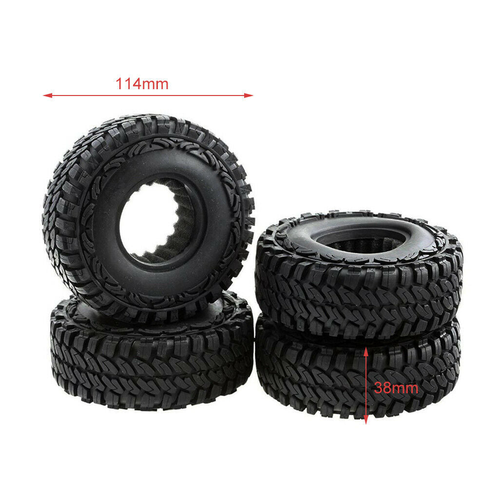 4 Set of 1.9'' Rubber Tyres Set Fit for SCX10 D90 1:10 RC Crawler DIY Parts