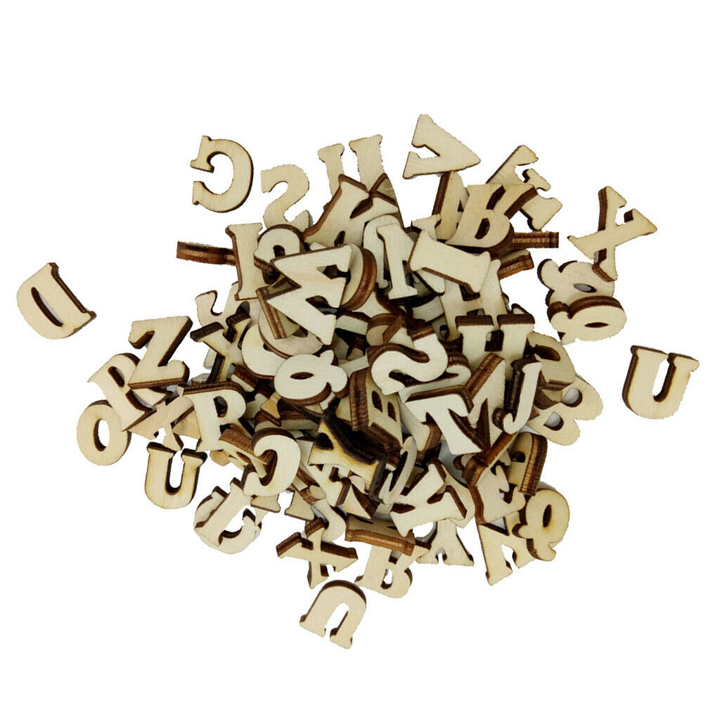 100x Natural Unfinished Wooden Shape Letters Alphabets for Kids Crafts Gifts