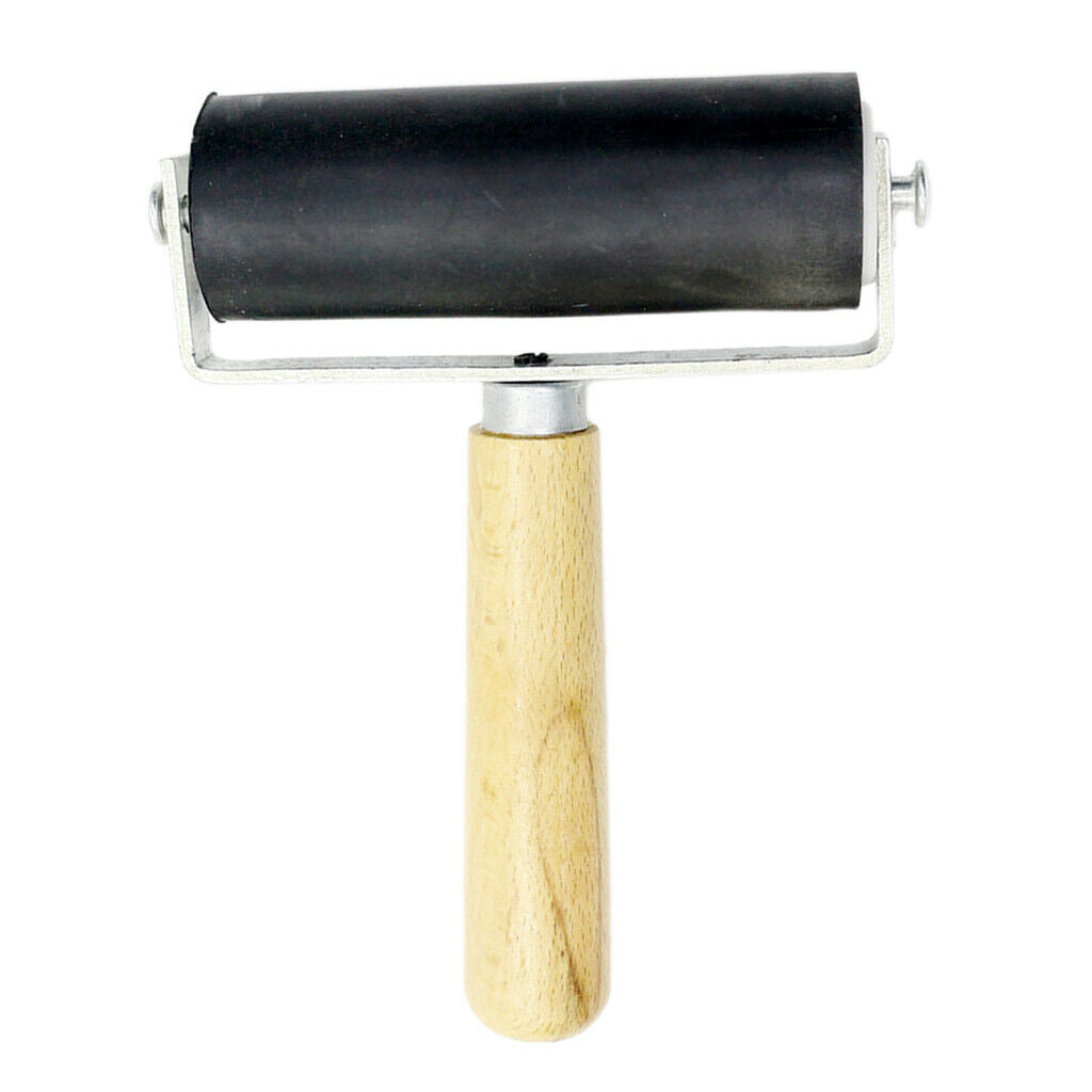 4-Inch Brayer Roller Wooden Handle Ink Applicator Printmaking Stamping Tool