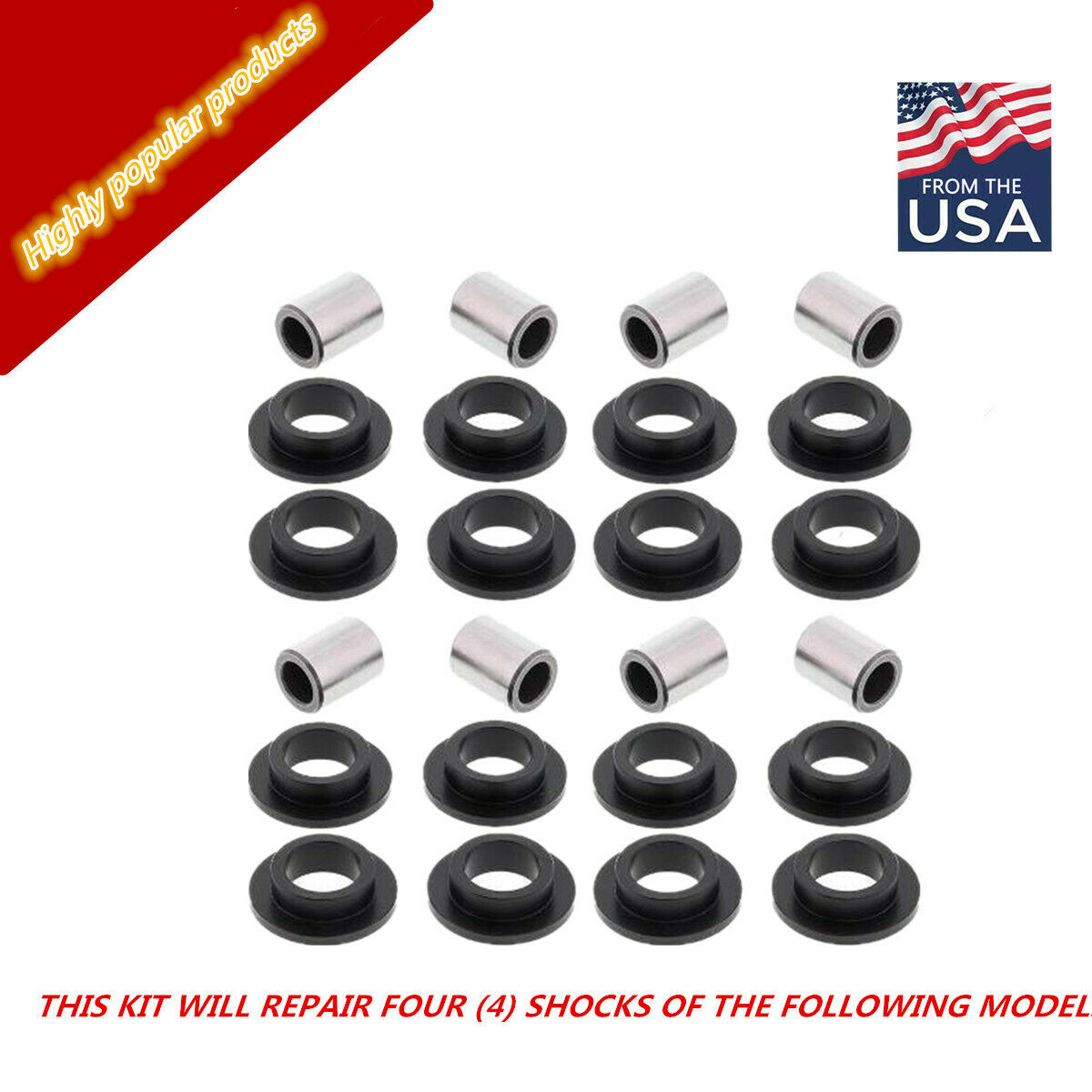 New For Arctic Cat 400 454 500 650 4X4 All Shock Bushing Kit Upper Lower Rear
