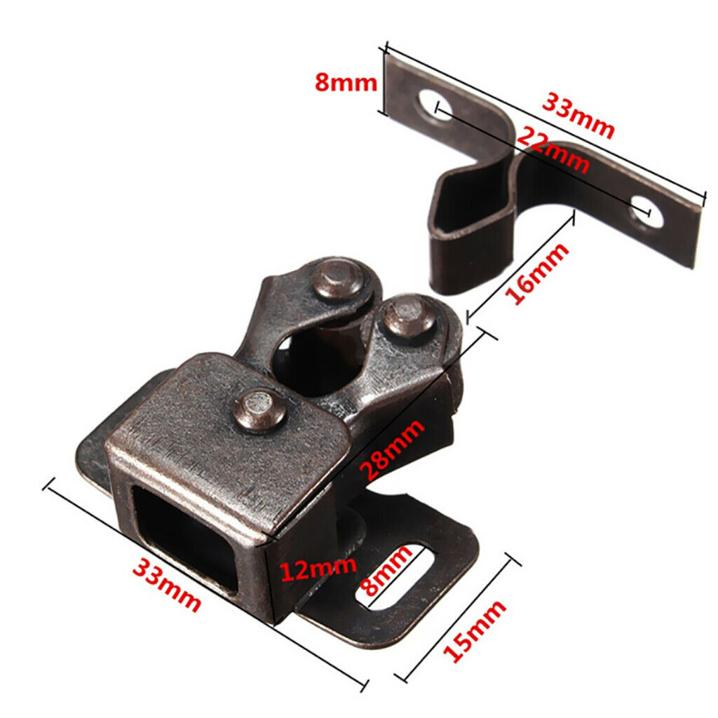 2xCabinet Cupboard Furniture Door Magnetic Catch Stopper Roller Latch_Bronze