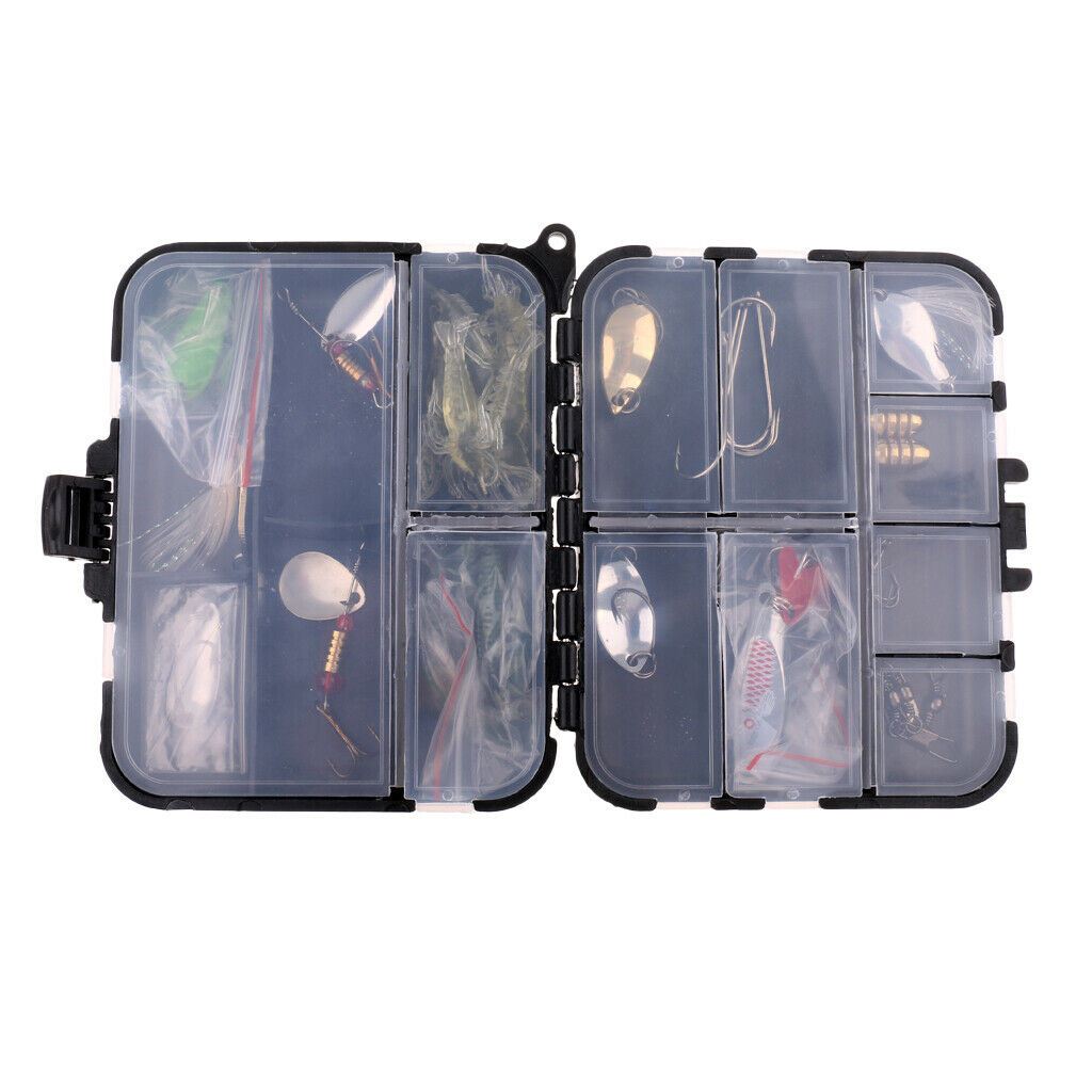35pcs Fishing Lure Set Kit Spoon Lure Spinnerbait Worm Hooks with Tackle Box