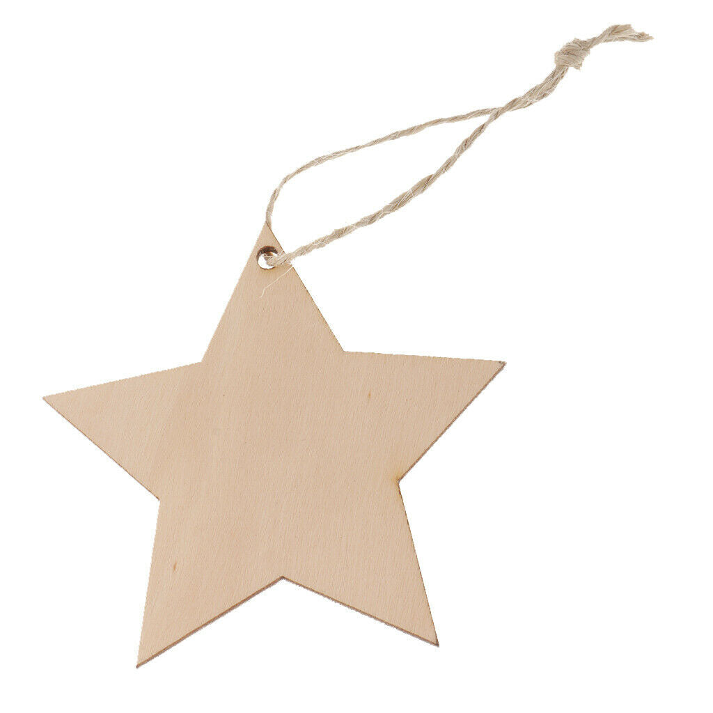 10PCS 80MM WOOD STAR CRAFT SHAPES MDF GIFT TAGS BLANK /