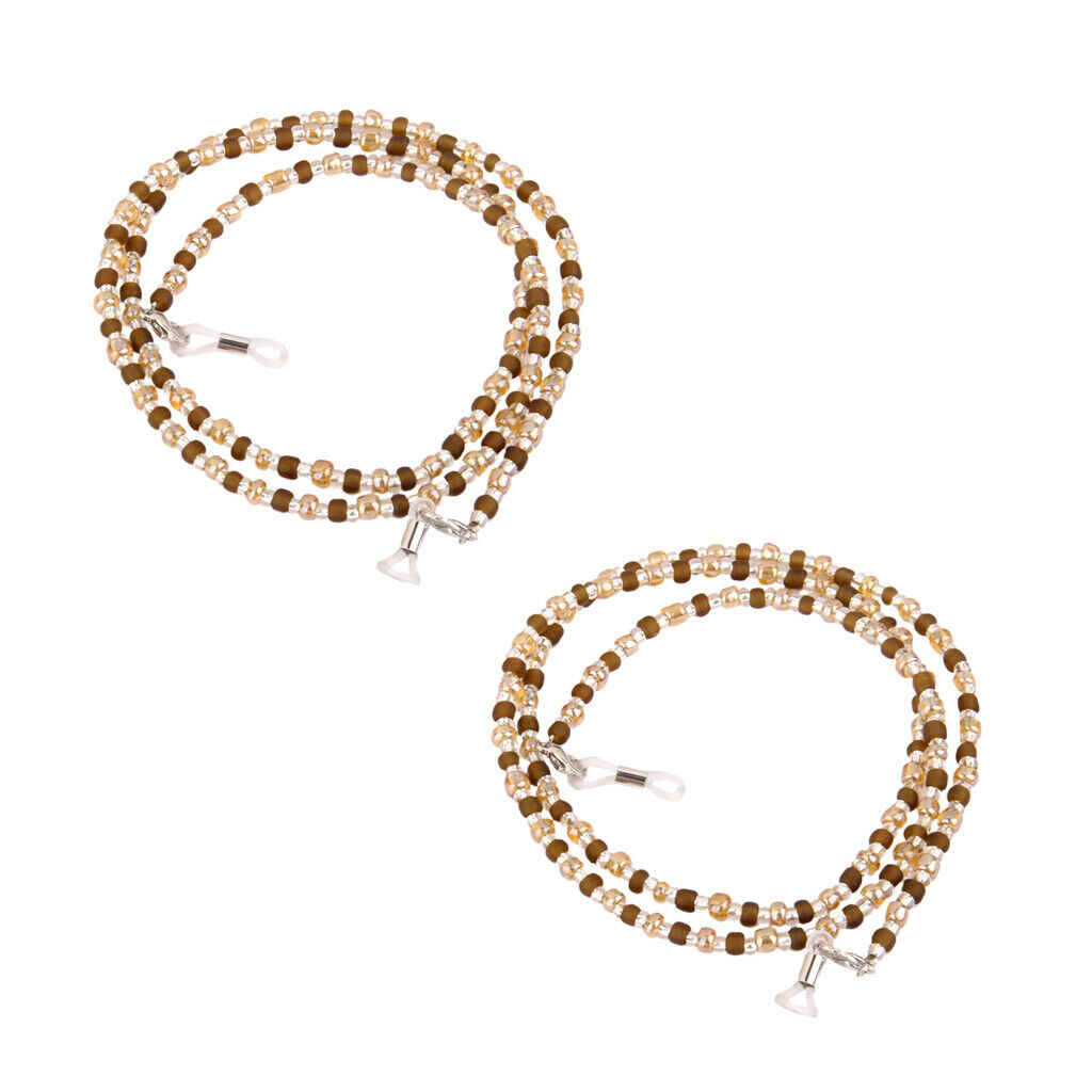 2x Brown Beaded Glasses Eyeglass Cord