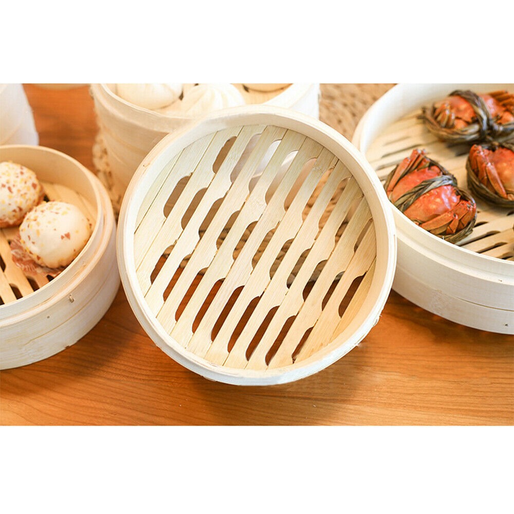 Bamboo Food Steamer Basket Case 4 Tier with Lid 3.9" Steamer Hand Woven