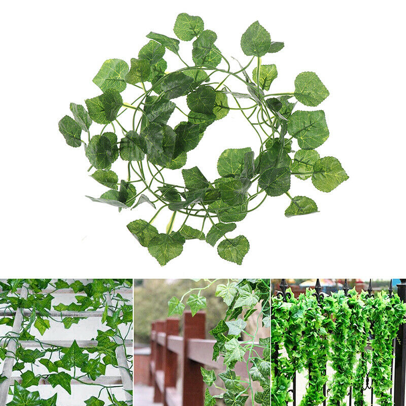 2.4m Artficial Vine Green Plants Leaf Hanging Decor Rattan Liana Wall Lea.l8