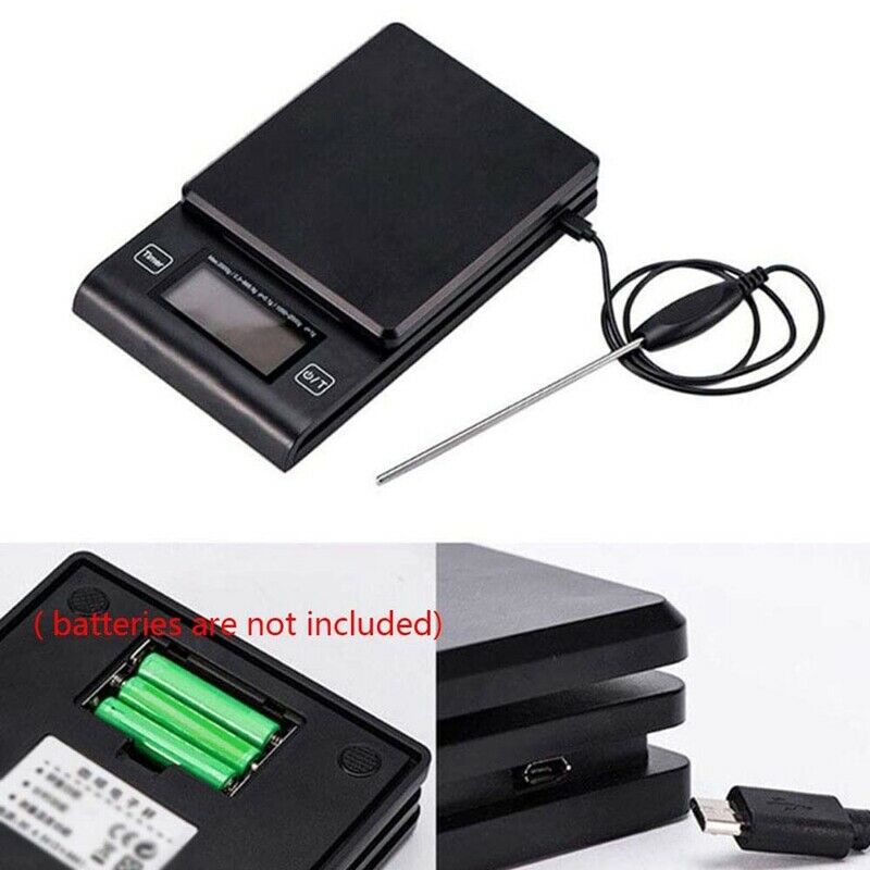 Coffee Scale,Food Scales Timer Temperature Probe Tare High Precision LCD DisplA5