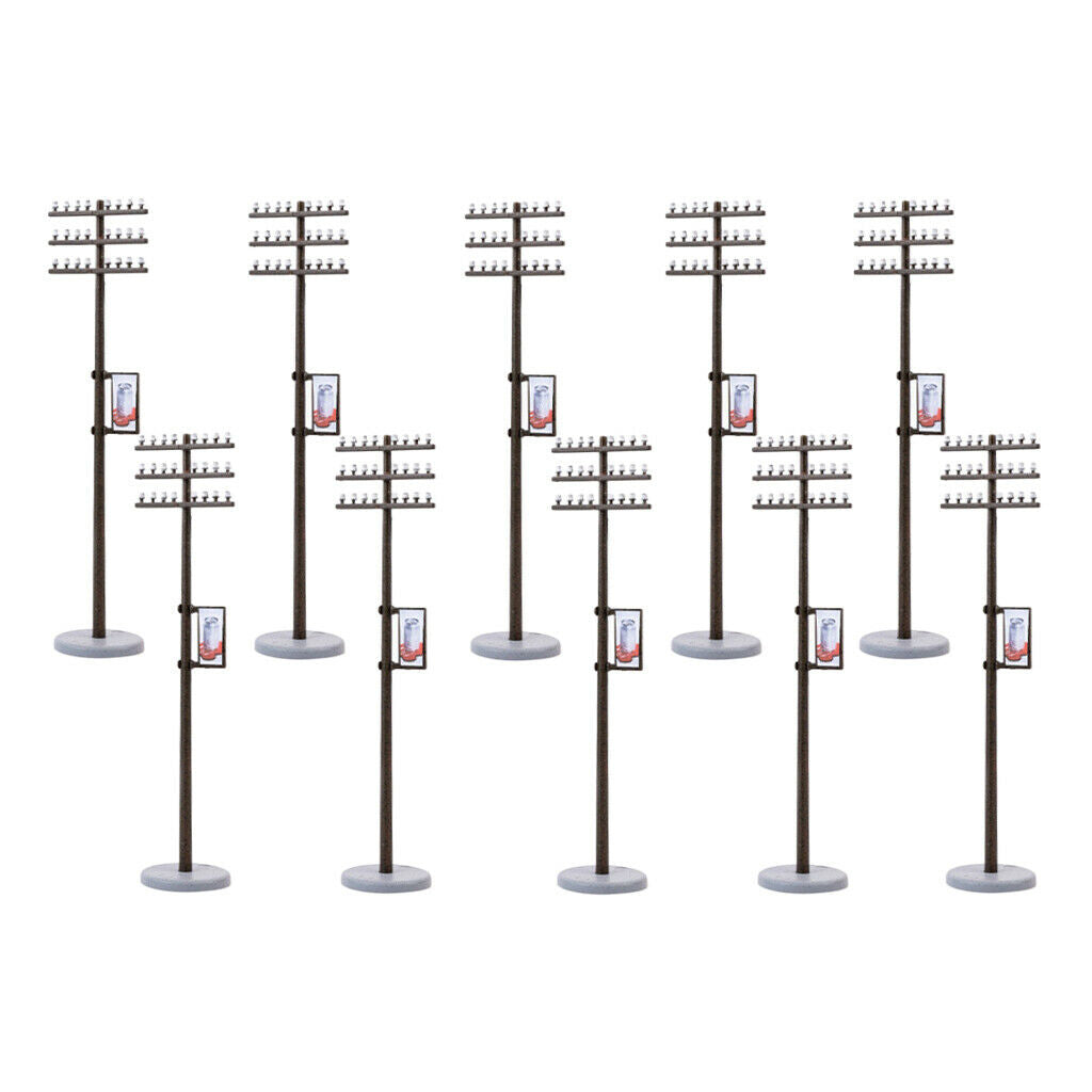 10PCS 8cm Plastic Detachable Electric Line Pole for Train Park LAYOUT 1:100