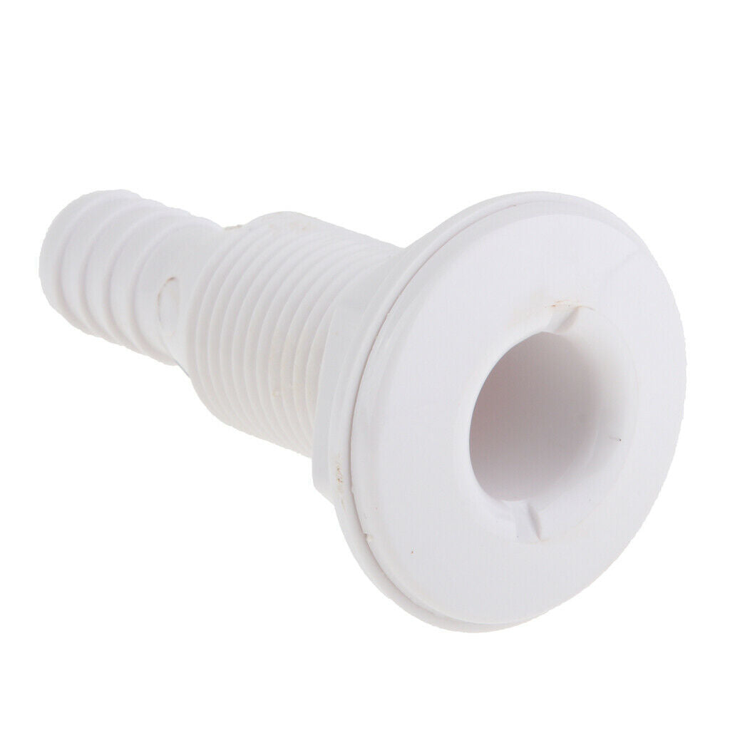 White Plastic Boat Thru Hull Fitting Drain Connector For 5/8 inch Hose Barb