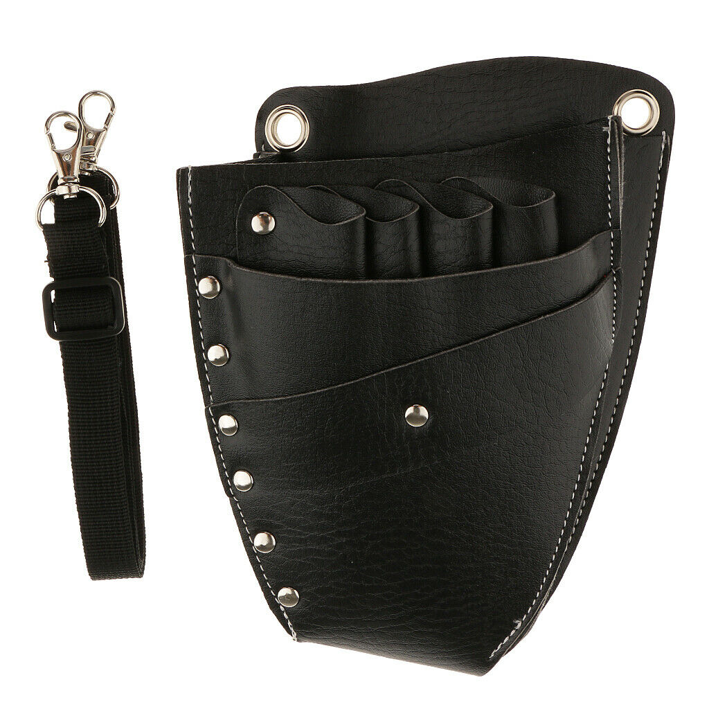 Black Shear Holster PU Leather Barber & Salon Leather Holster for Haircutting