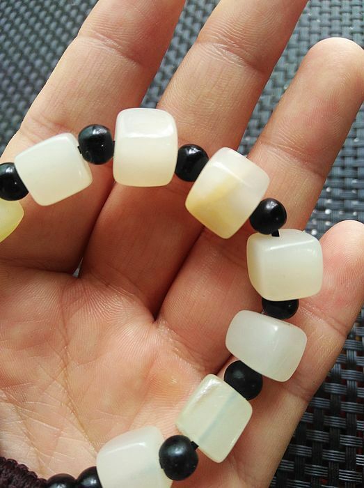 5pcs  Natural jadeite white jade hand-knitted retractable bracelet A+