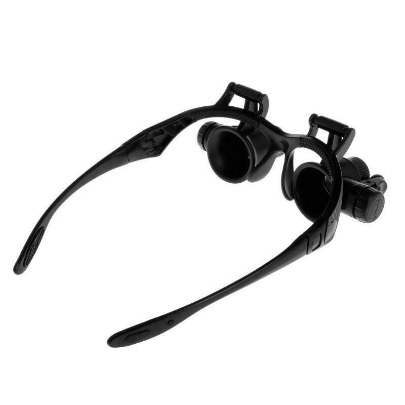 Headband Repair Magnifier With LED Light Dual Eye Jewelry Magnifying Glasses 10X