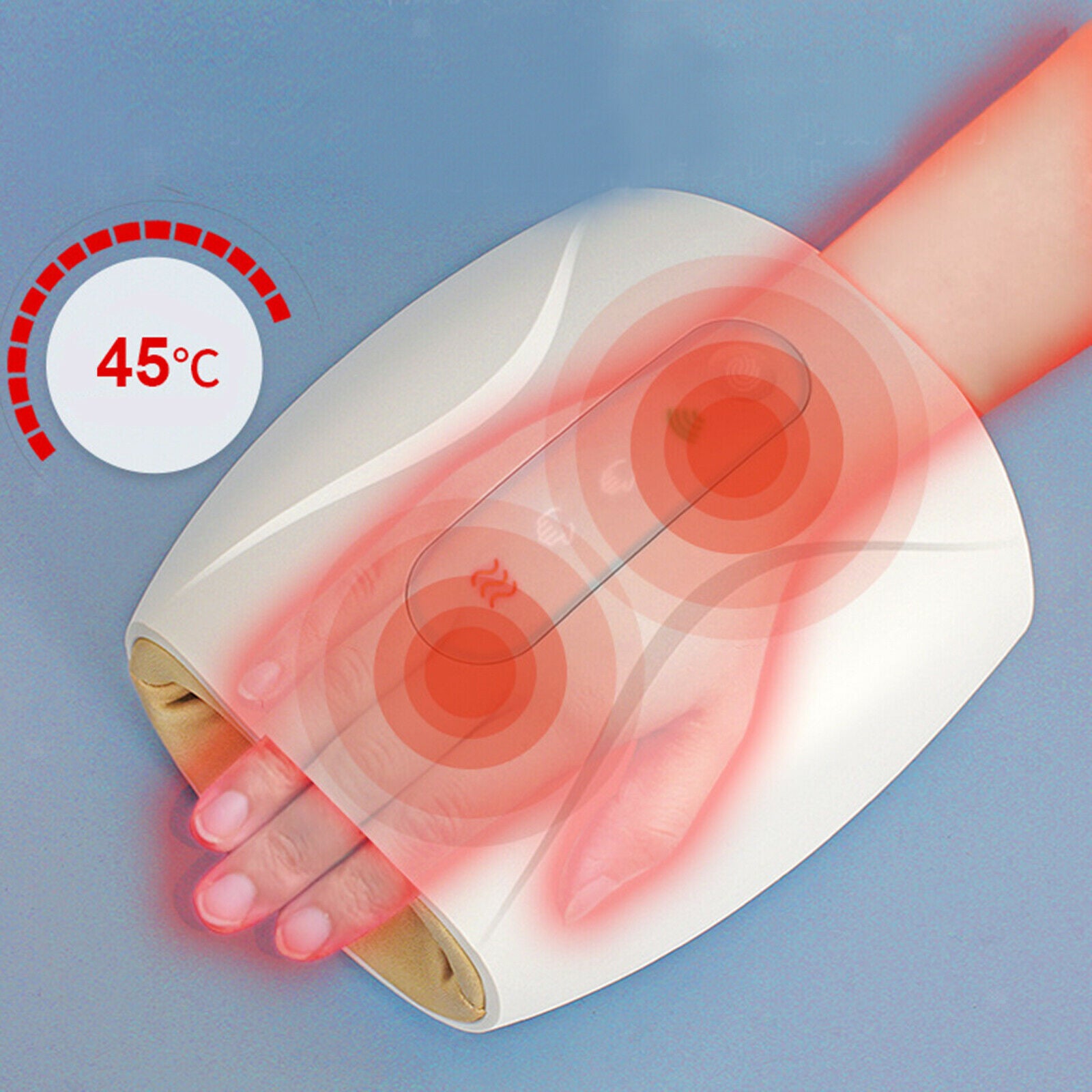 Cordless Hand Massager with Heat Compression 6 Modes 3 Levels for Arthritis